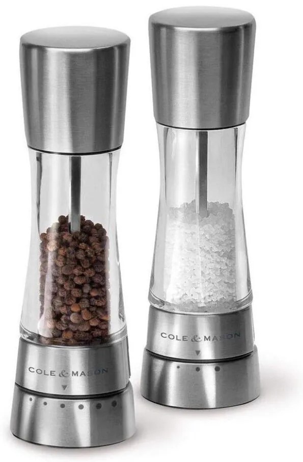 Cole&Mason DERWENT set 2 râșnițe sare și piper, 19 cm, crom lucios