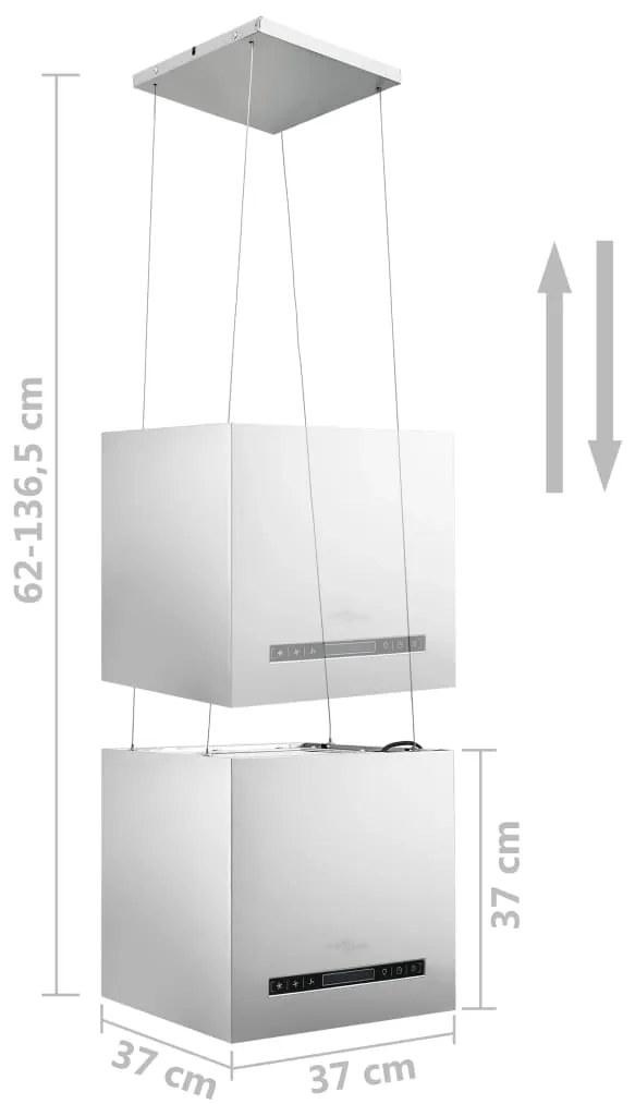 Hota suspendata insula LCD senzor tactil 37 cm otel inoxidabil Argintiu, 37 cm