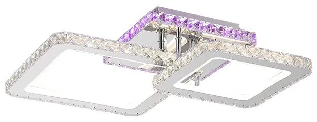 Lustra LED Cu Telecomanda, Elit's Cristal, 2 Patrate, Alb, 70W, RGB