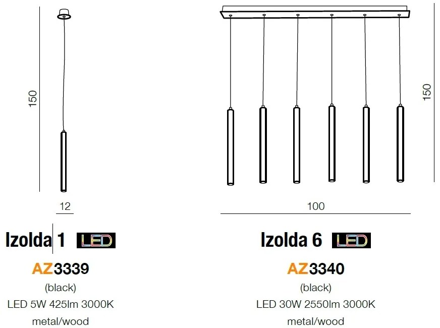 Pendul LED design modern minimalist Izolda 1 ZZ AZ3339