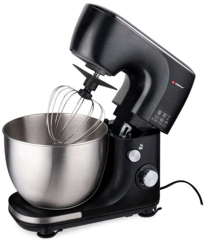 Mixer multifuctional Alpina, bol inox 5 litri, negru, 33.7 x 22.6 x 34.5 cm, 800 w