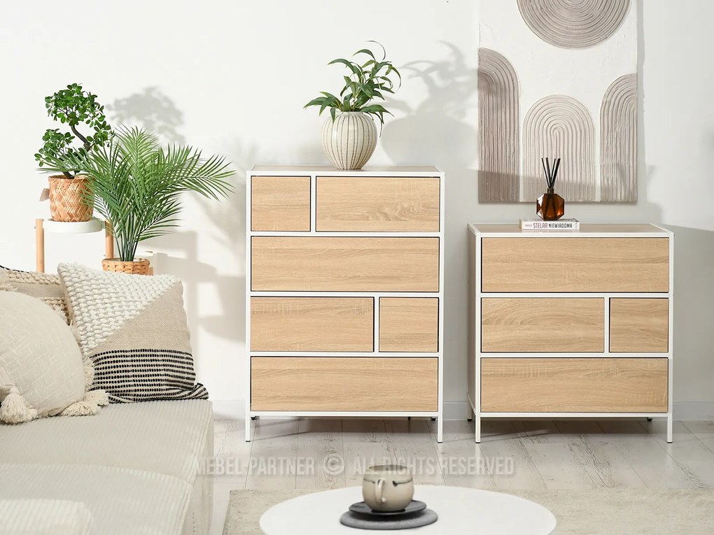 Comodă Soren Kom (sonoma + alb). Promo -10%. 1110767