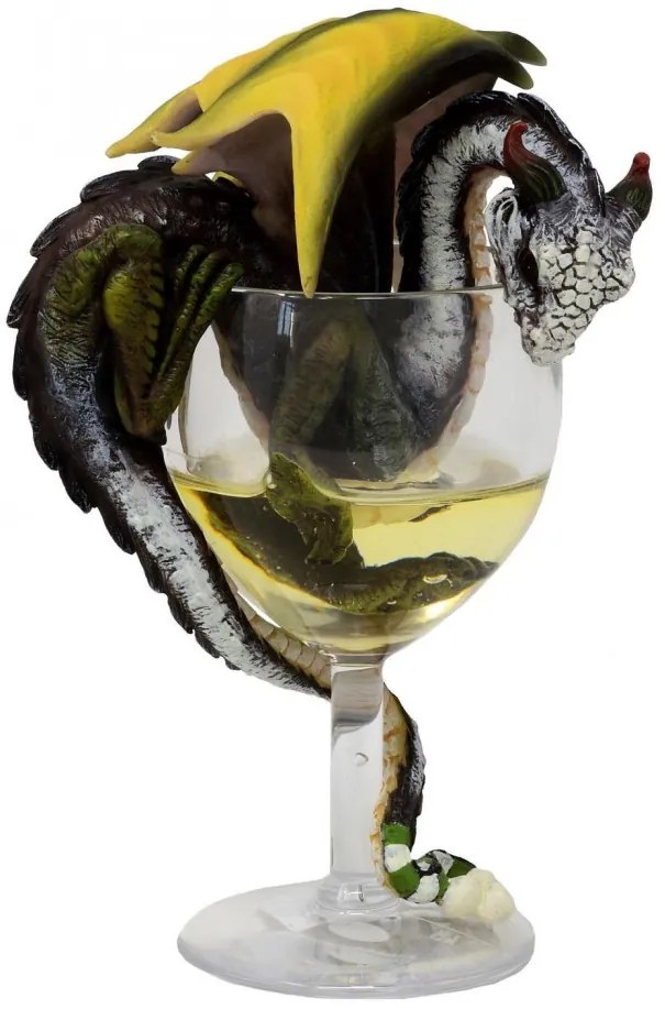 Statueta Dragonel Dragalas in Pahar cu Vin Alb, by Stanley Morrison 19cm