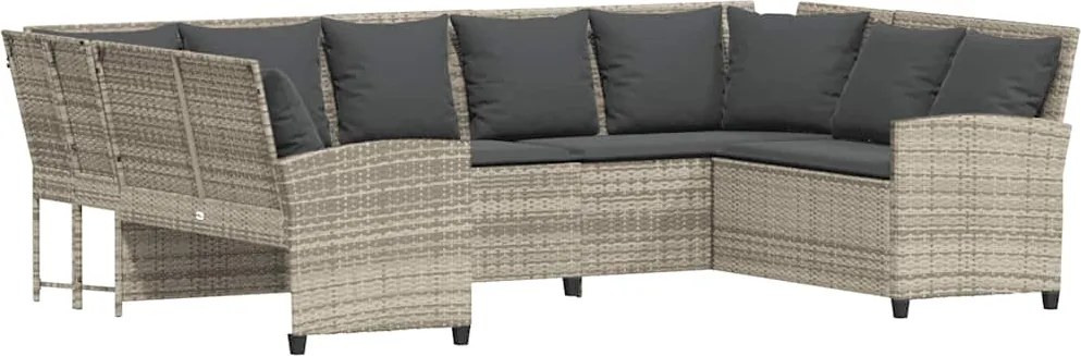 vidaXL Canapea de grădină cu perne din polirattan gri deschis