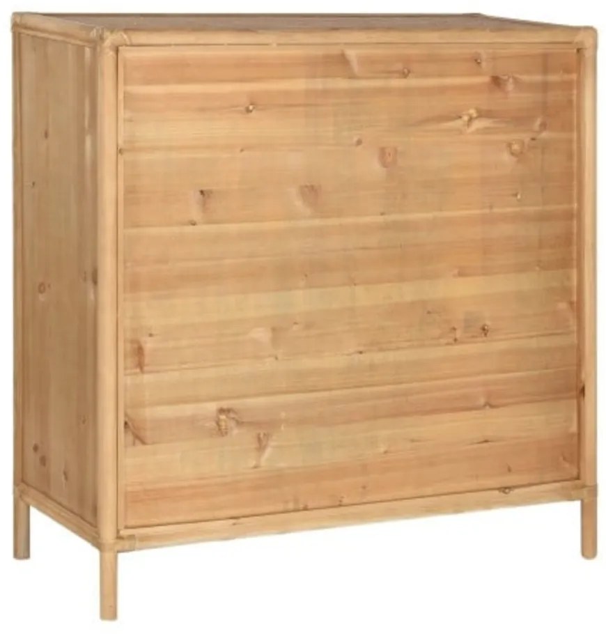 Bufet natur din lemn masiv si rattan, Cajon