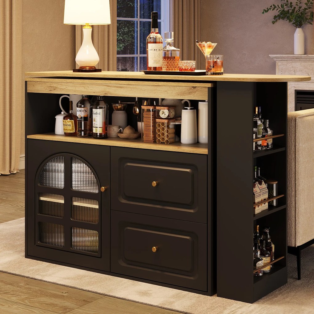 Dulap sideboard rotativ 360°, Negru | Aosom Romania
