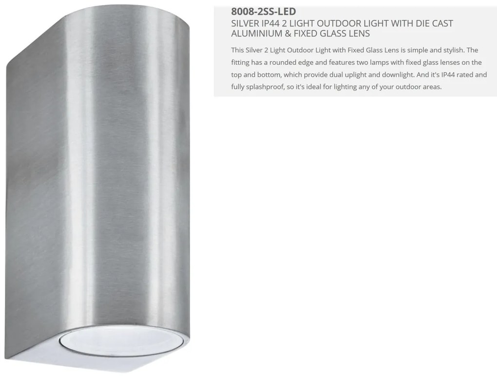Aplica perete exterior IP44 Up and Down 8008-2SS-LED SRT