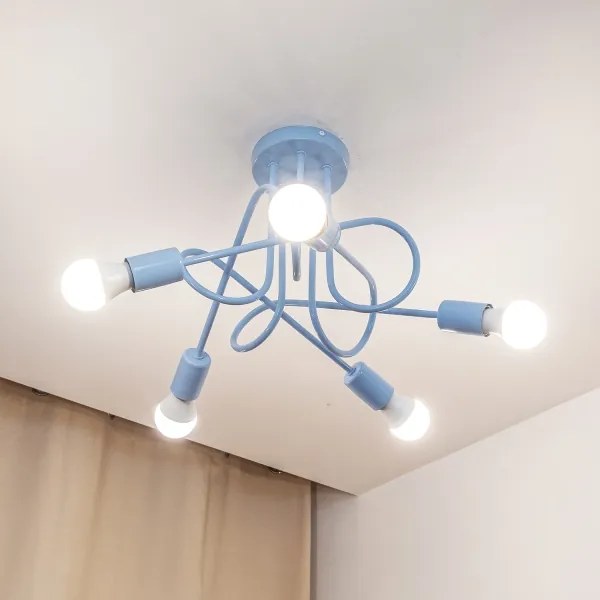 Lustră de tavan aplicată OXFORD 5xE27/15W/230V albastru