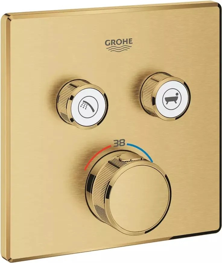 Baterie cada - dus incastrata Grohe Grohtherm SmartControl auriu periat Cool Sunrise fara corp ingropat