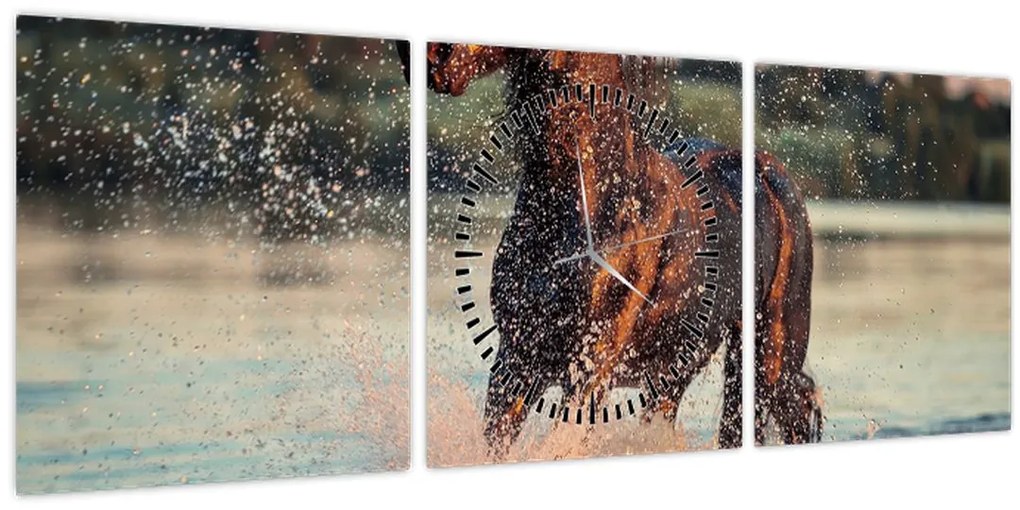 Tablou - Cal care aleargă (cu ceas) (90x30 cm)