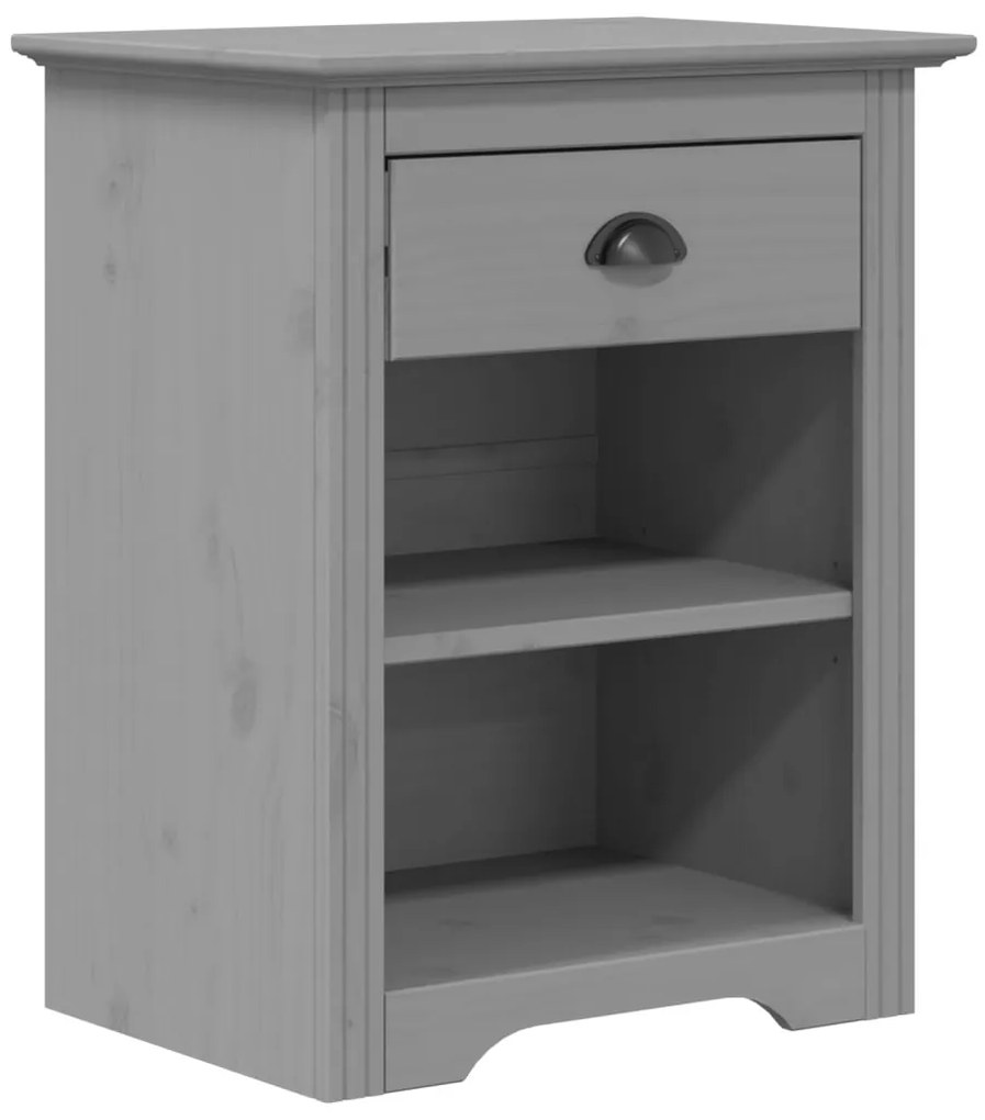 355055 vidaXL Noptieră "BODO", gri, 53x38,5x67 cm, lemn masiv de pin