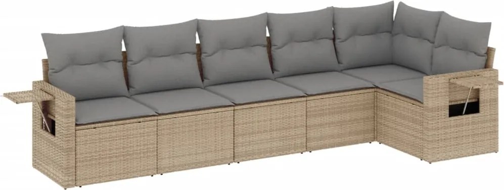 vidaXL Set canapele de grădină cu perne, 6 piese, bej, poliratan