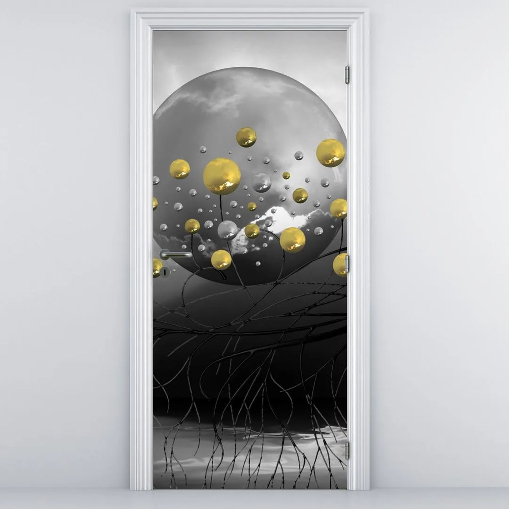Fototapet pentru ușă - Sferă aurie abstract (95x205cm)