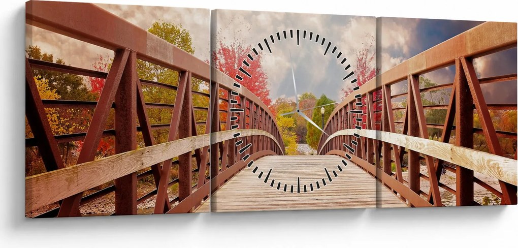 Tablou - pod din lemn (cu ceas) (90x30 cm)