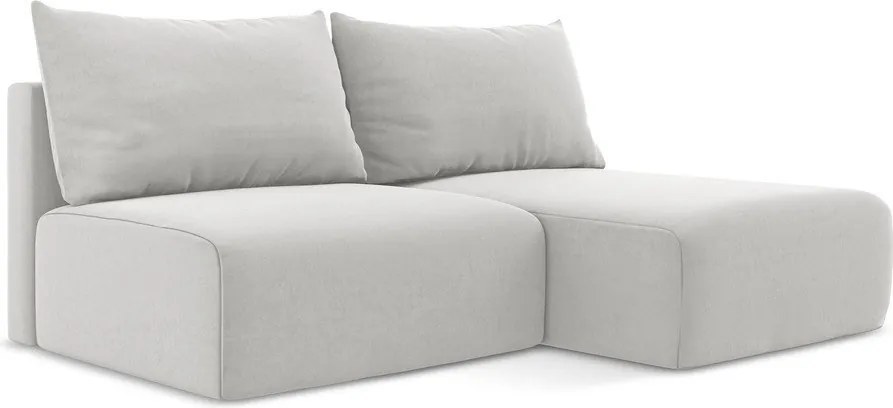 Colțar gri deschis extensibil/cu spațiu de depozitare cu tapițerie din catifea (cu colț pe partea dreaptă/cu șezlong) Kalena – Makamii