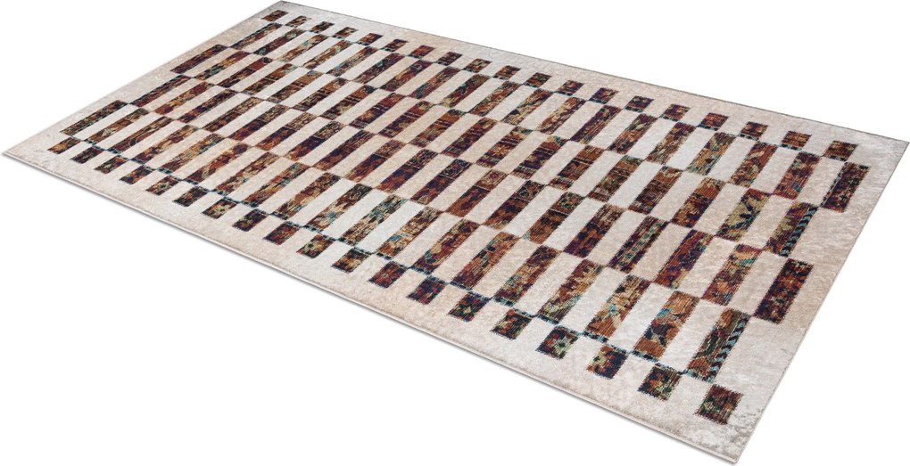 ANDRE 43780 covor lavabil Geometric anti-alunecare - bej / teracotă