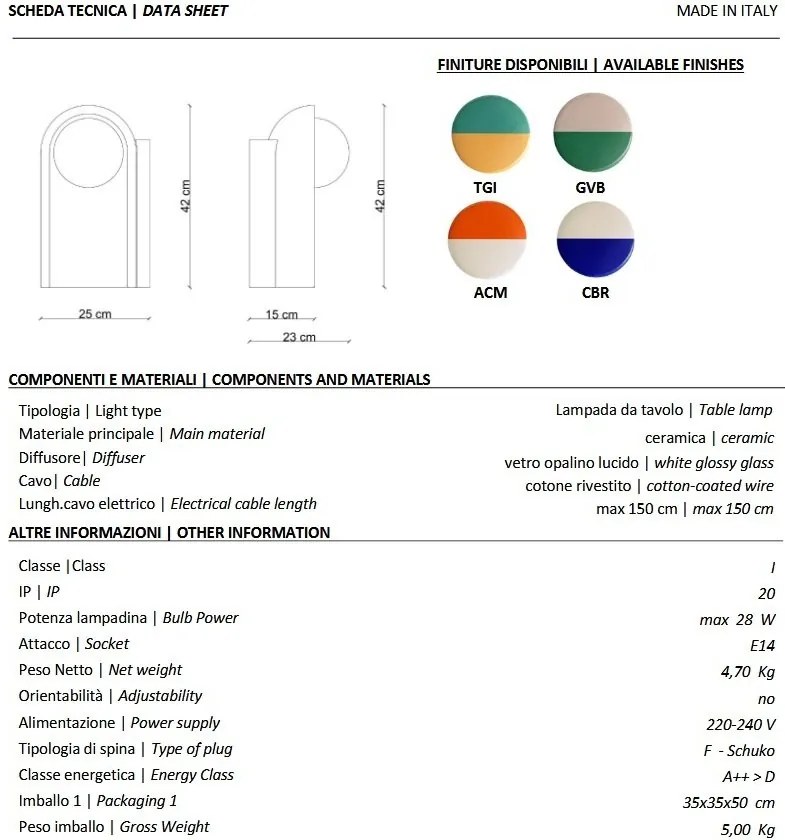 Veioza din ceramica design italian Cleo