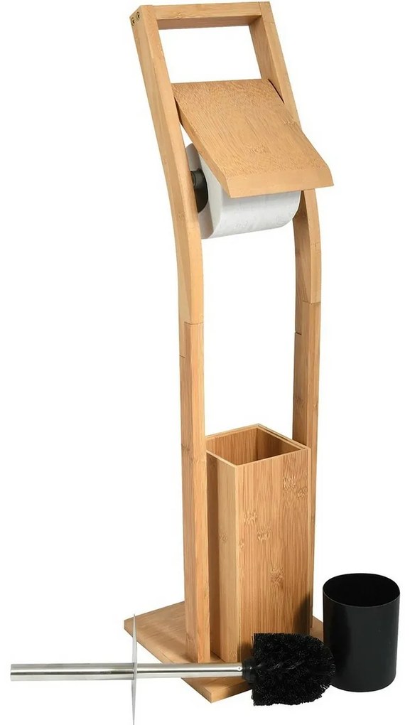 MSV Suport din bambus pentru hârtie igienică cuperie 16 x 29 x 70 cm