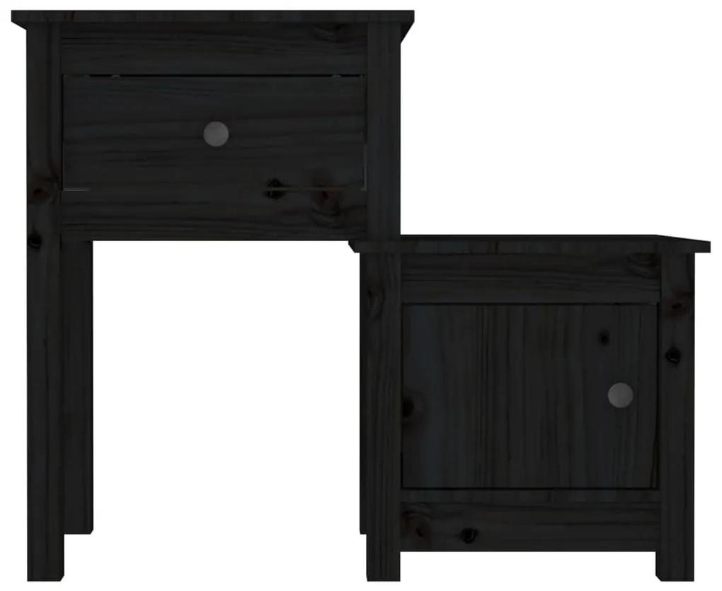 Noptiera, negru, 79,5x38x65,5 cm, lemn masiv de pin 1, Negru