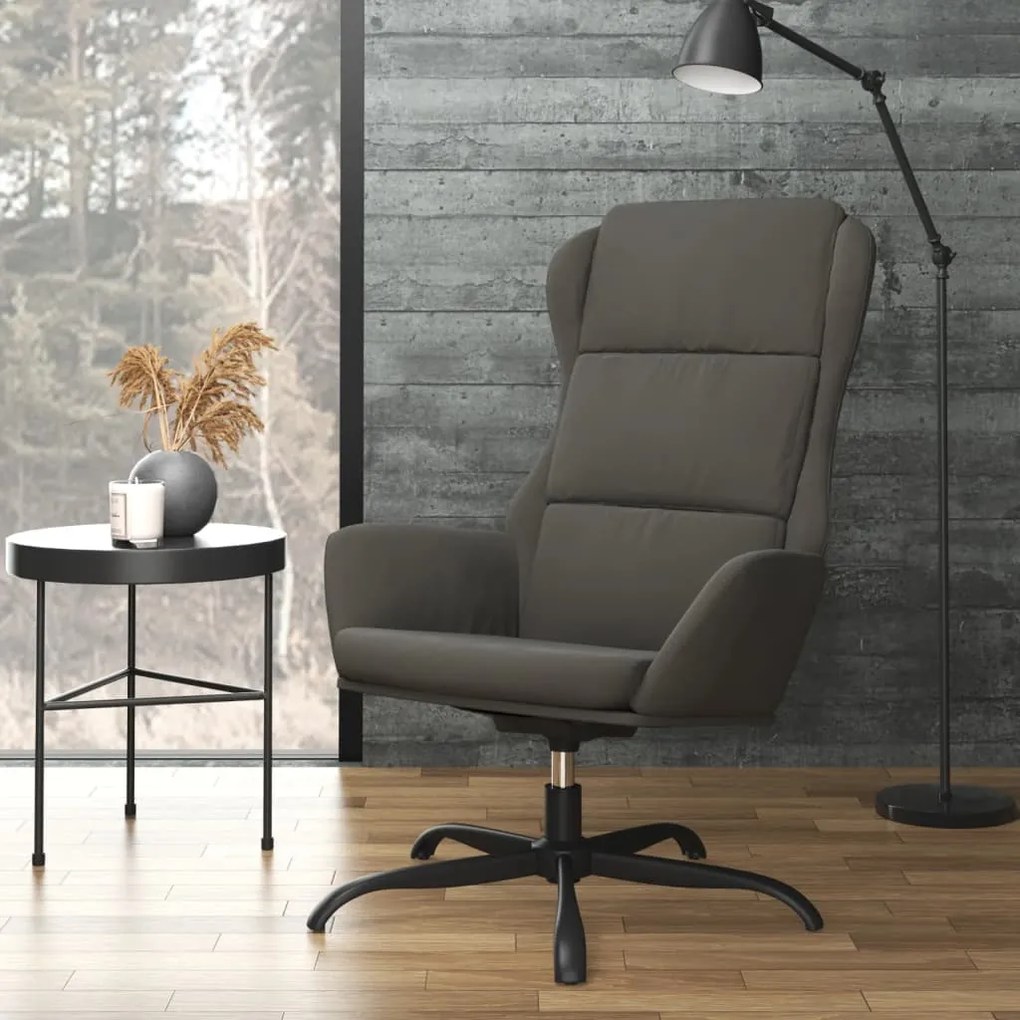341421 vidaXL Scaun de relaxare, gri închis, piele întoarsă ecologică