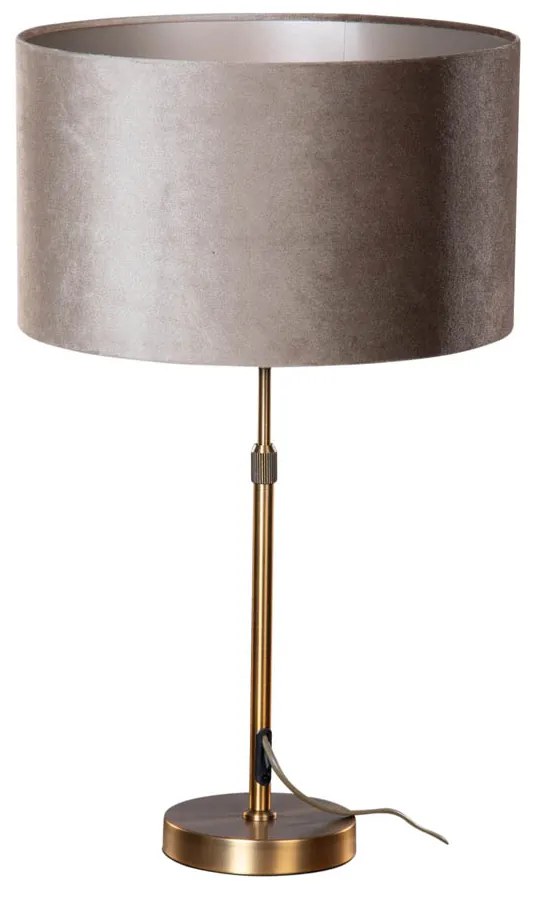 Lampă de masă bronz cu abajur din catifea taupe 35cm - Parte