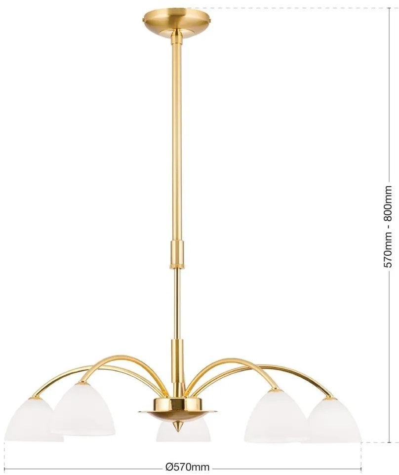 Candelabru 5 brate elegant design modern OPALDESIGN, auriu mat