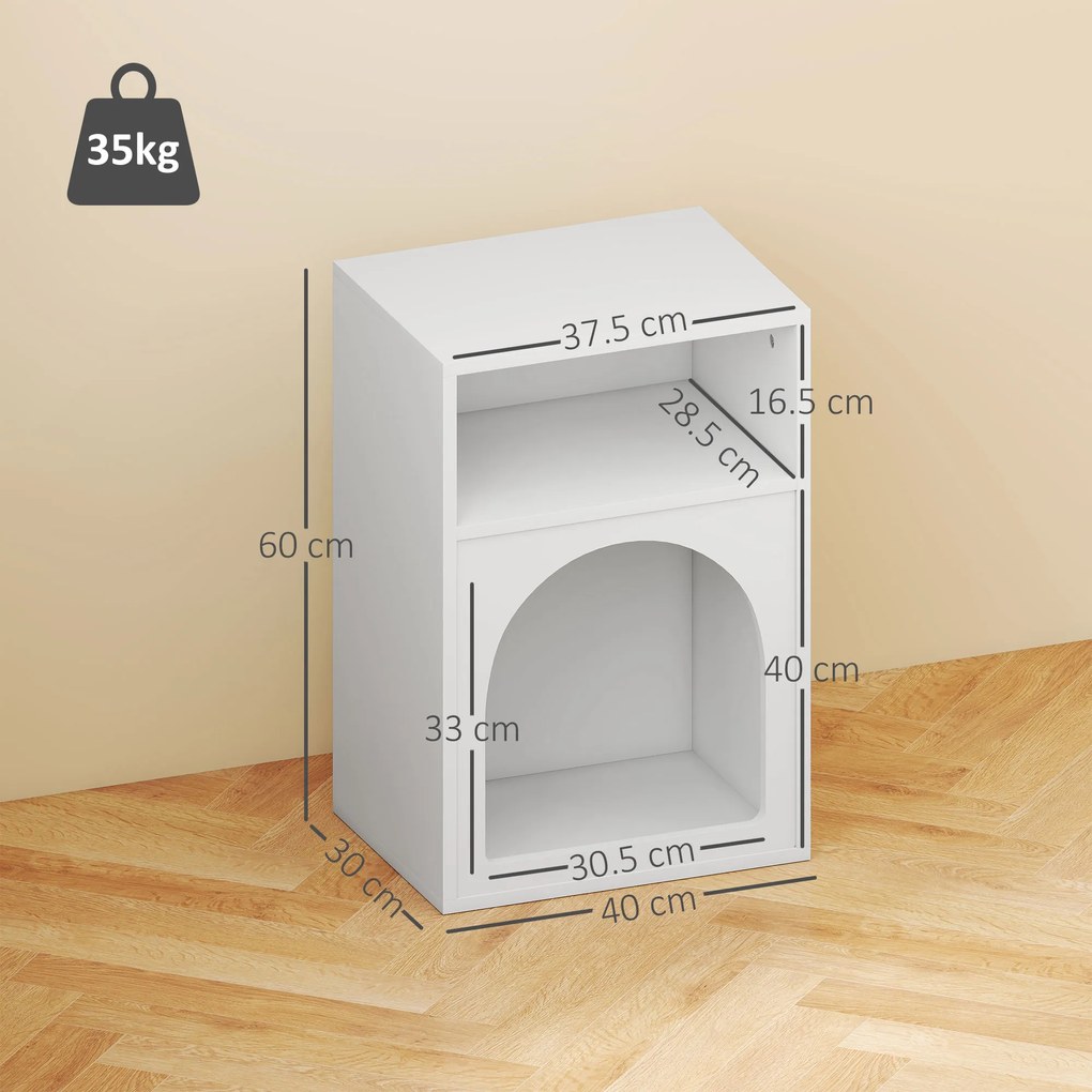 HOMCOM Set de 2 mese de noapte, masă de noapte cu compartimente deschise, design arcuit, 40 x 30 x 60 cm, alb | Aosom Romania