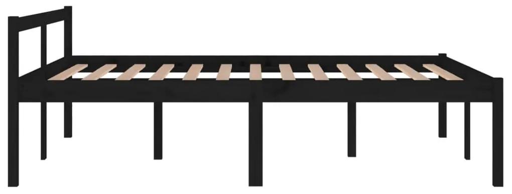 Cadru de pat King 5FT, negru, 150x200 cm, lemn masiv de pin Negru, 150 x 200 cm