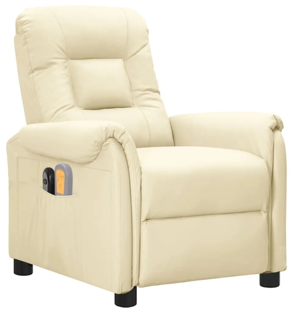 3098578 vidaXL Fotoliu de masaj electric, crem, piele ecologică