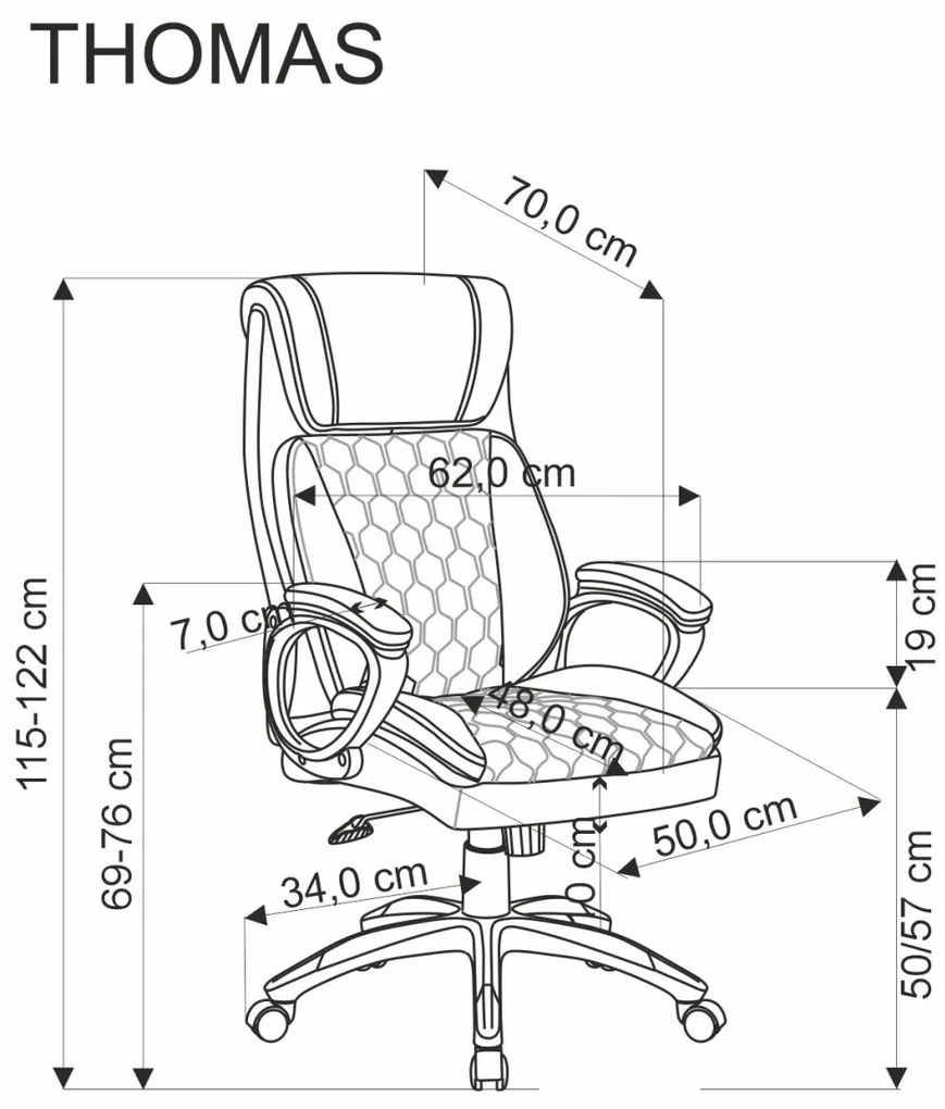 Scaun de birou Thomas piele ecologica negru H122 cm
