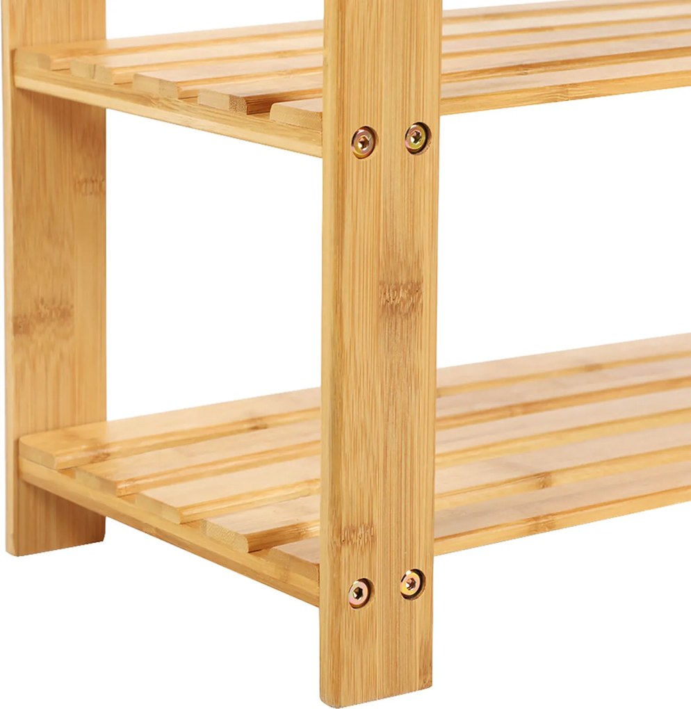 Bancă de bambus cu spațiu pentru pantofi REGINA, 70x28x45cm, lemn natural SongmicsHome