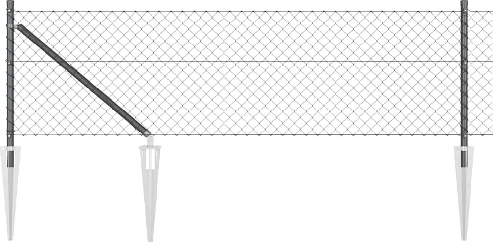 vidaXL Stâlp de gard. Gri 10 x 0,8 m (plasă de 40 x 40 mm) Oțel și PVC