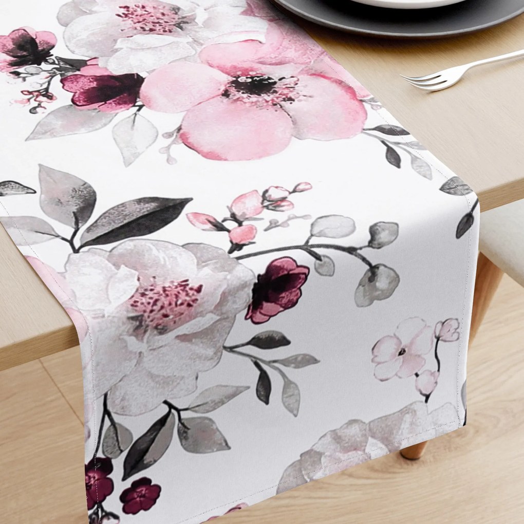 Goldea napron de masă 100% bumbac - flori de cireș sakura 50x120 cm