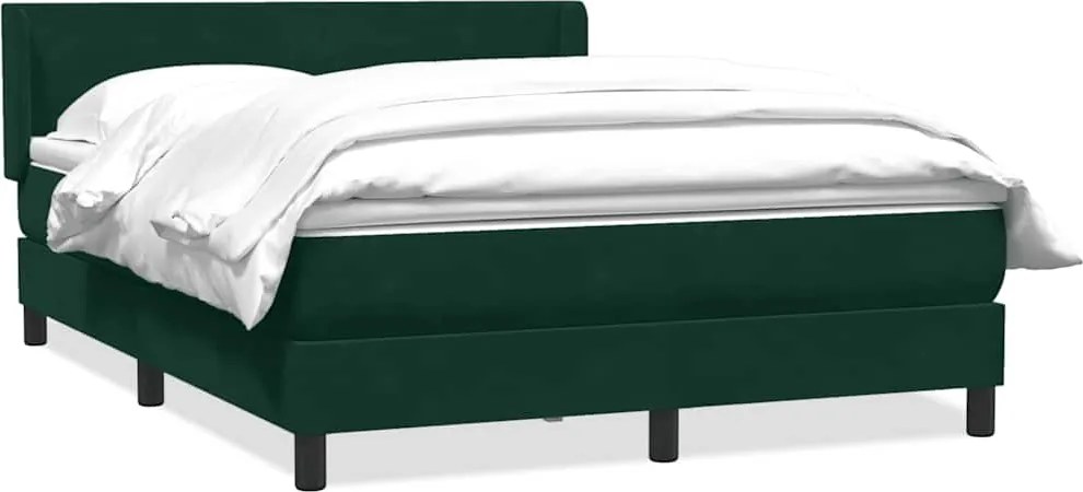 vidaXL Pat box spring cu saltea, verde închis, 160x220 cm, catifea