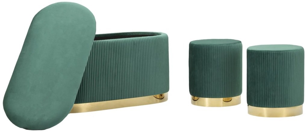 Mauro Ferretti Banca Cu Depozitare Și Taburet Shopy Green Set 3 Bucăți Cm 80X37X42-29X33 | Aosom Romania