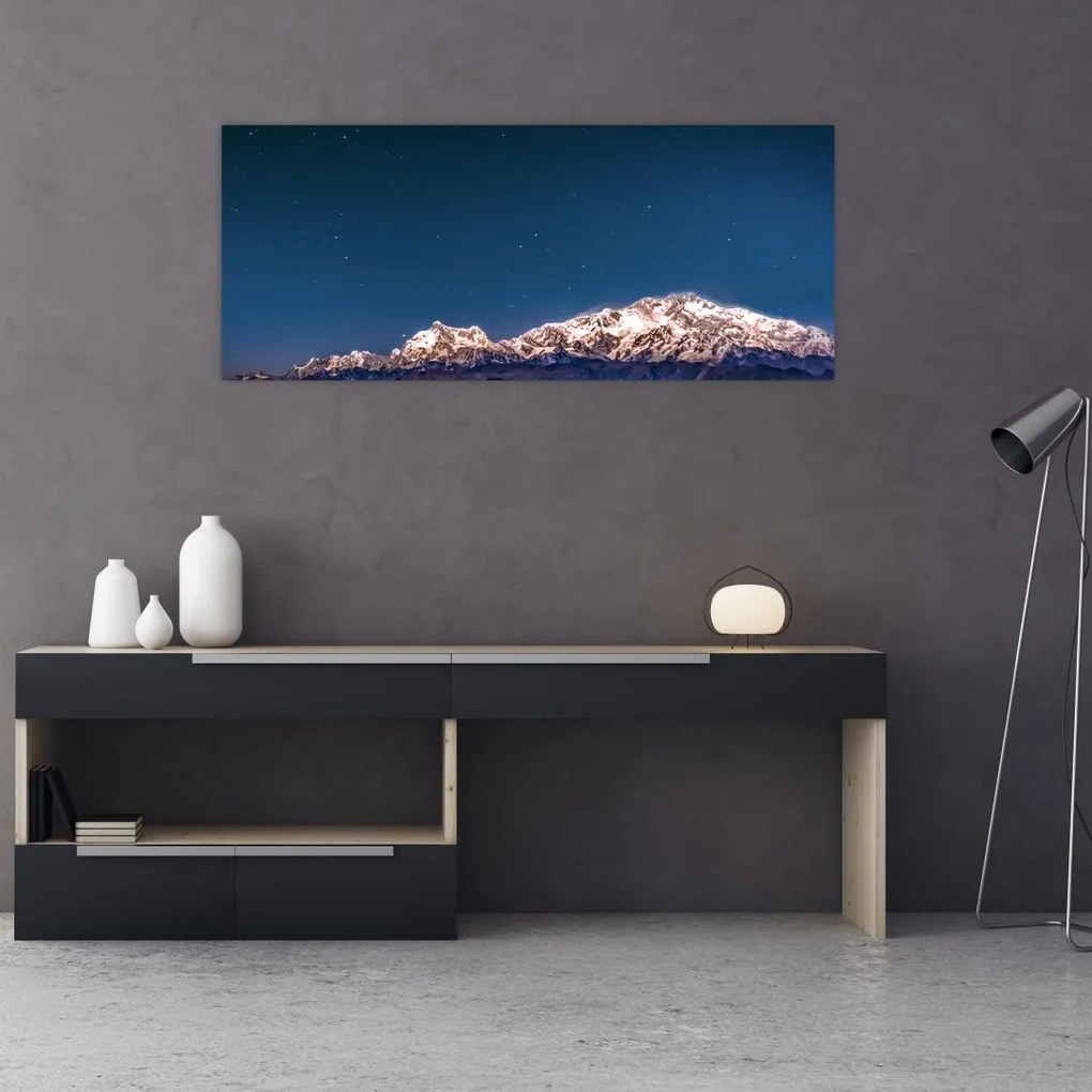 Tablou cu munți și cerul nocturn (120x50 cm)