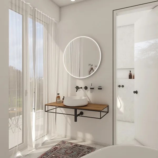 NIMCO ZP 26000R - Oglindă rotundă de baie cu iluminare LED integrată, 6500K, Ø 60 cm, IP44