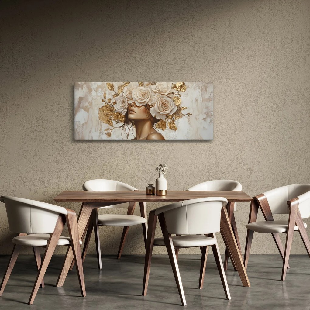 Tablou - Fată cu Trandafiri (120x50 cm)