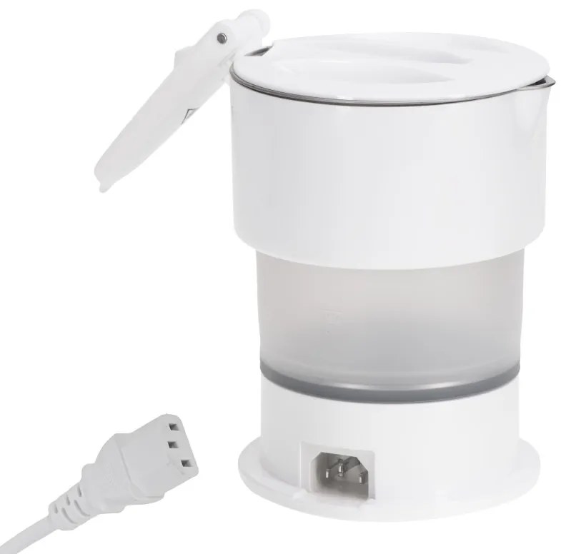 Fierbator pentru calatorii Adler AD 1377, 600W, 0.6 L, Corp din silicon pliabil, Protectie la supraincalzire, Indicator luminos, Alb
