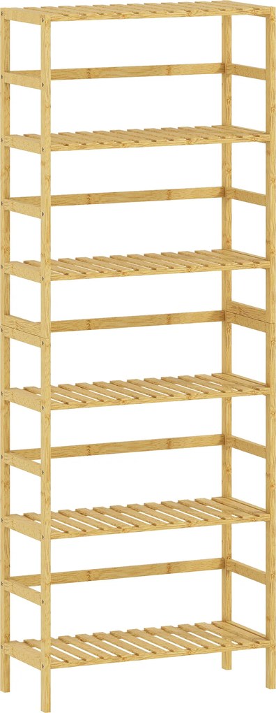HOMCOM Raft de bambus cu 6 niveluri, cu rafturi reglabile, 60x26x161 cm | Aosom Romania