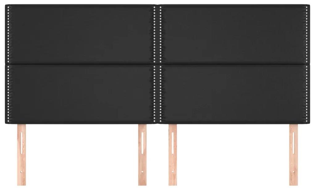 Tablii de pat, 4 buc, negru, 90x5x78 88 cm, piele ecologica 4, Negru, 180 x 5 x 118 128 cm