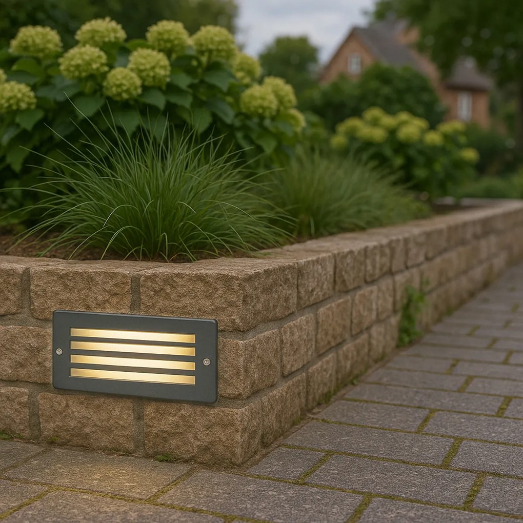 Set de 4 spoturi încastrate moderne gri închis IP44 - Hurricane