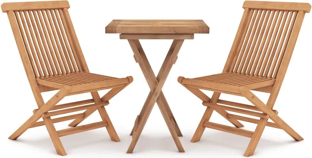 vidaXL Set mobilier de grădină, 3 piese, lemn masiv de tec