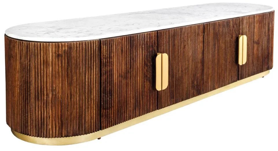 Comoda TV design retro, Lemn, Marmura alba, GATSBY 170cm