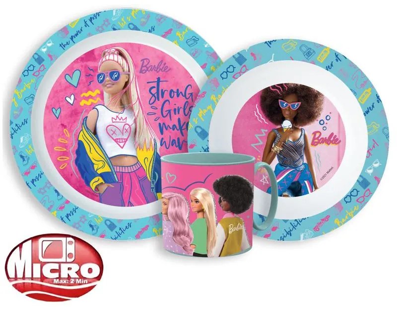 Barbie set de vase, set de plastic micro cu cană 265 ml