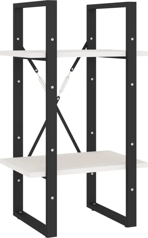 vidaXL Bibliotecă cu 2 rafturi, alb, 40x30x70 cm, lemn masiv de pin