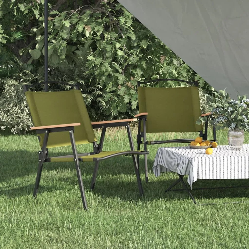 319486 vidaXL Scaune de camping, 2 buc., verde, 54x55x78 cm, țesătură Oxford