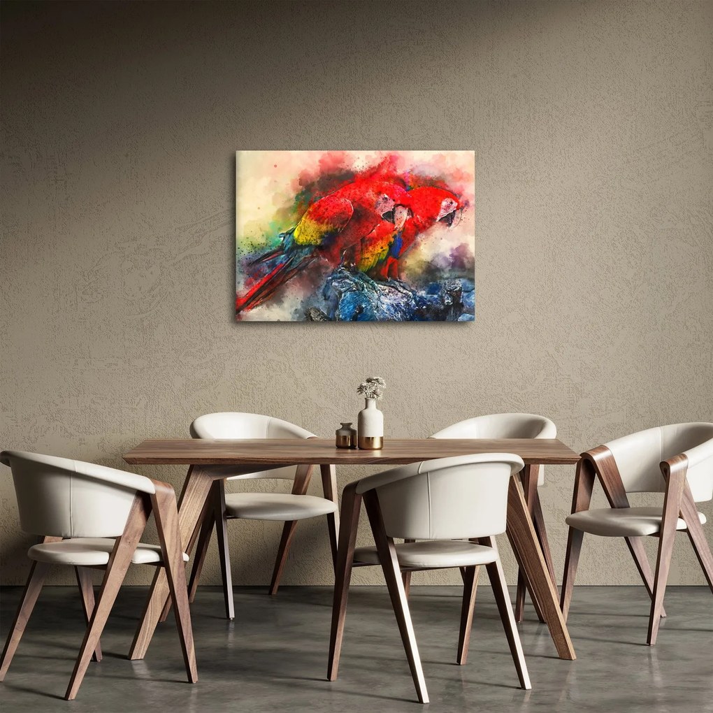 Tablou - Papagali roșii ara (70x50 cm)