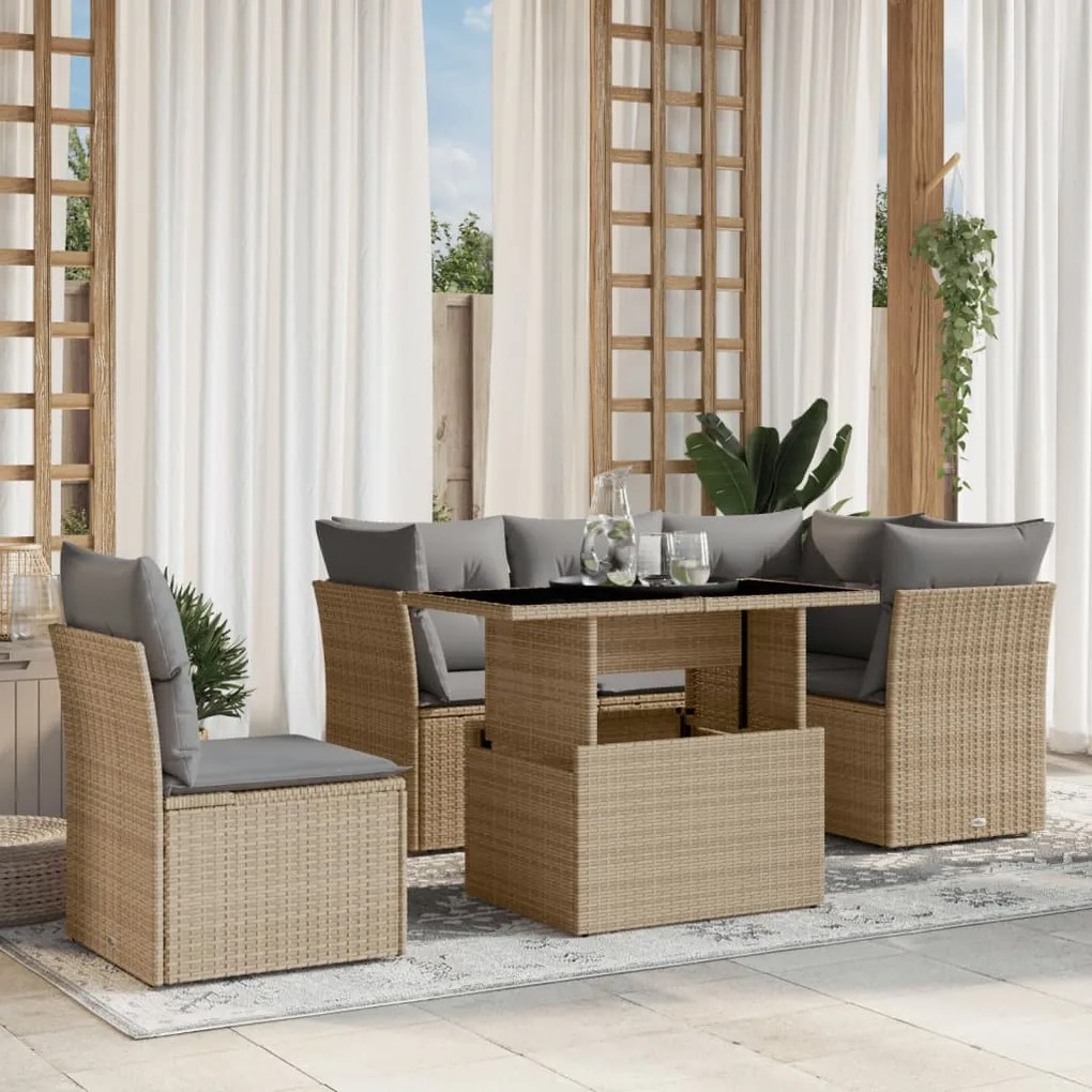 vidaXL Set canapele de grădină cu perne, 6 piese, bej, poliratan