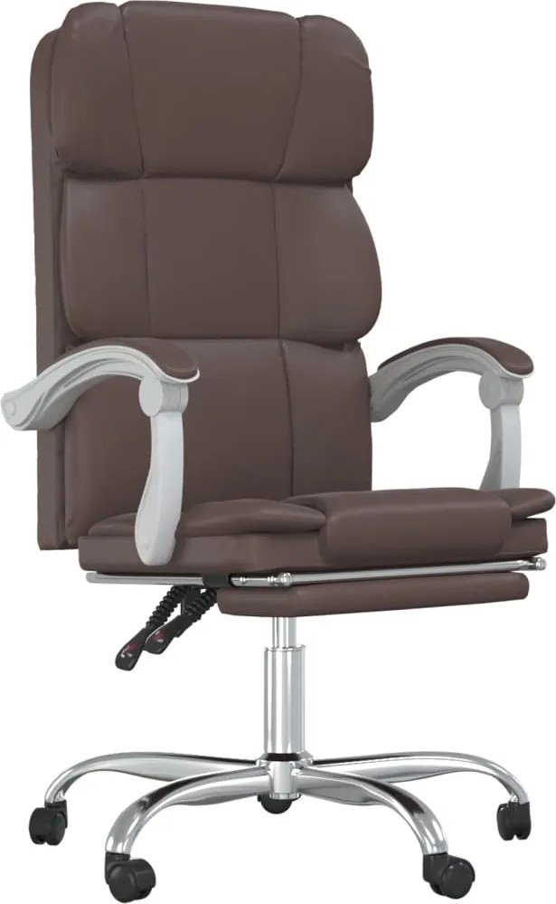 vidaXL Fotoliu de birou rabatabil, maro, piele ecologică